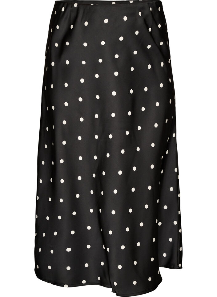 Satijnen midi rok, Zwart, Packshot image number 0