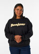 Sweatshirt met boucl&eacute;-tekstmotief, Zwart, Model image number 0