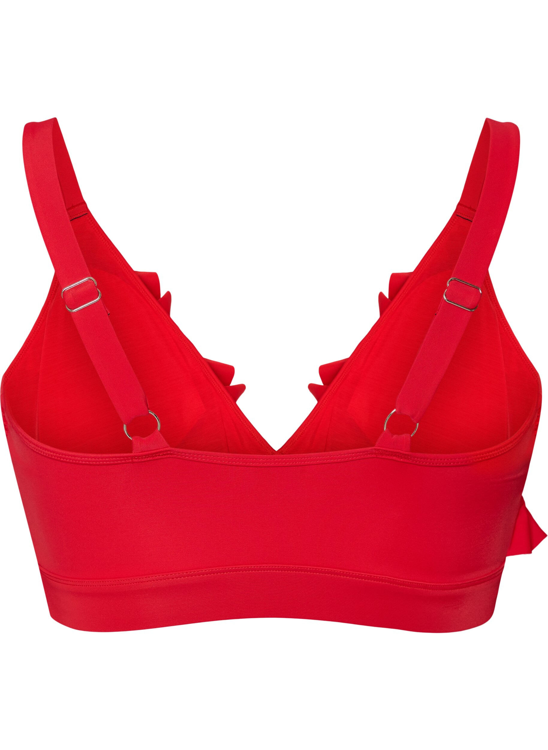 ZizziBikinitop met ruches en uitneembare pads, Rood, Packshot image number 1