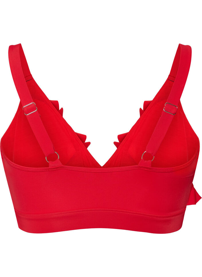 Bikinitop met ruches en uitneembare pads, Rood, Packshot image number 1