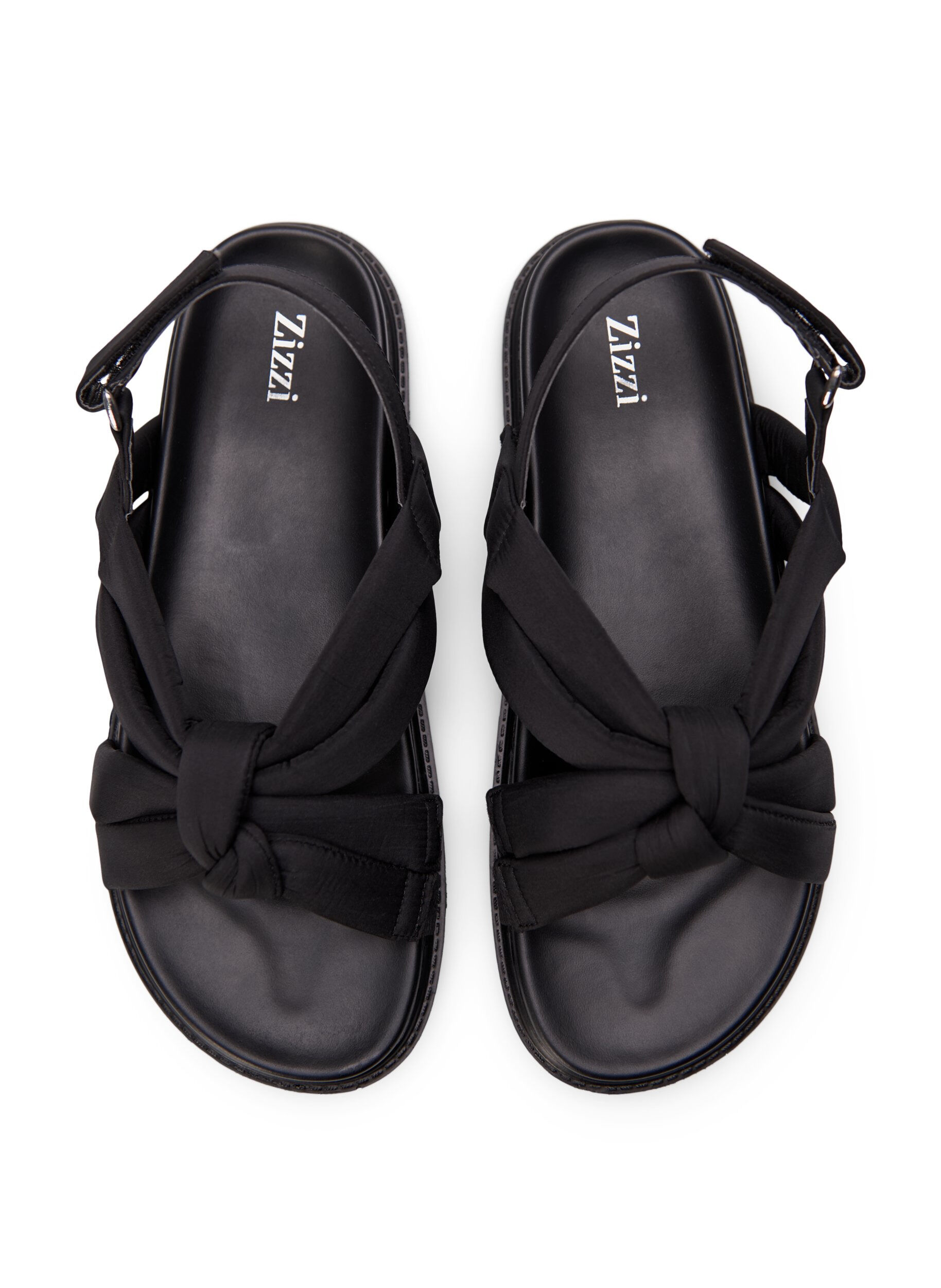 Zizzi Wide fit - Sandalen met knoopdetail, Zwart, Packshot image number 2