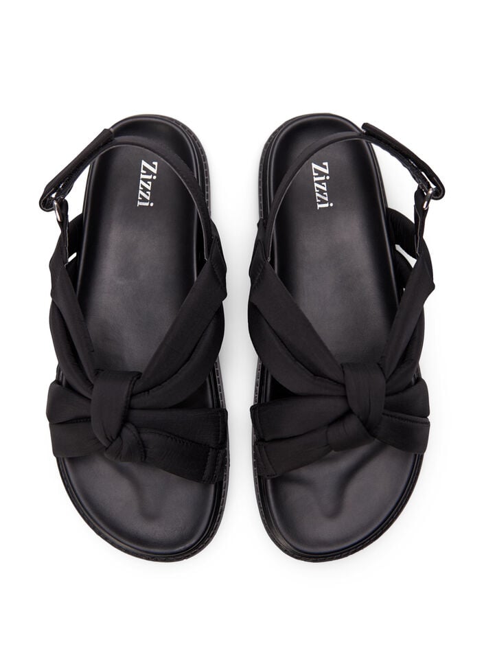 Wide fit - Sandalen met knoopdetail, Zwart, Packshot image number 2
