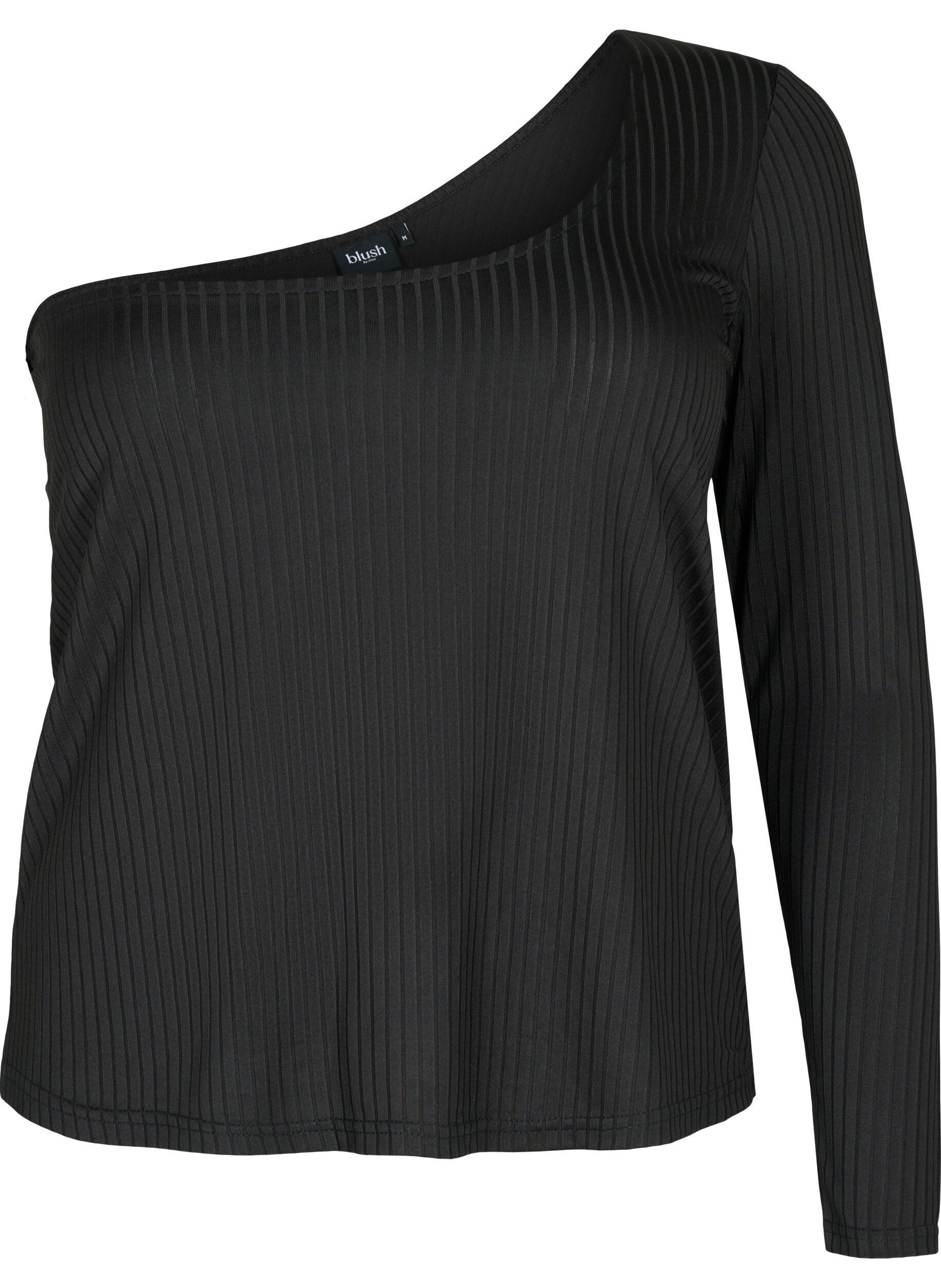 Zizzi Een-schouder blouse, Black, Packshot image number 0