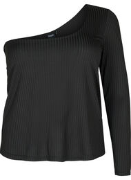 Een-schouder blouse, Black