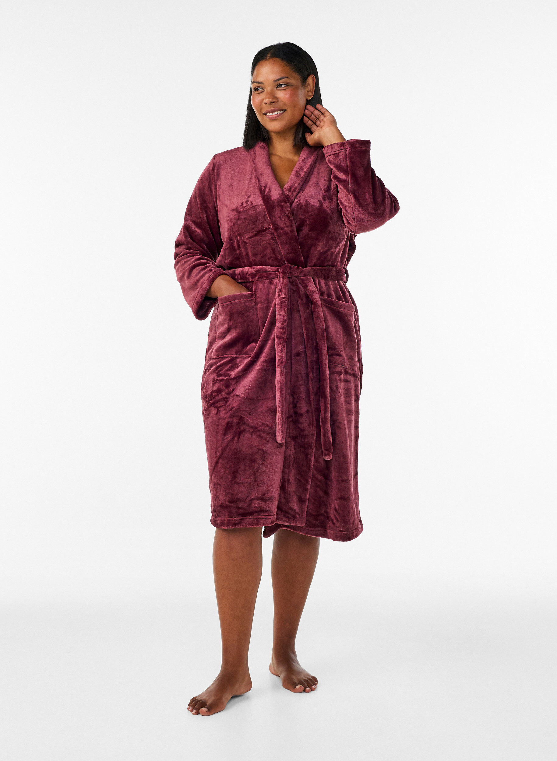 ZizziKamerjas in zachte velour met zakken, Rood, Model image number 0