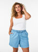 Denim-look shorts met een elastische tailleband en trekkoord, Blauw, Model image number 0