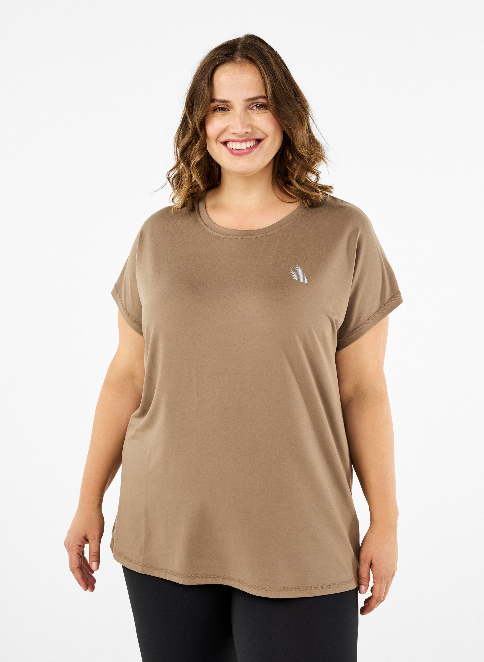 Zizzi Effen gekleurd T-shirt voor sporten, Beige, Model image number 0
