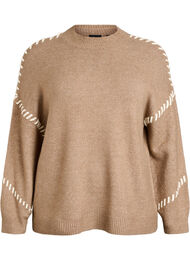Jumper met decoratieve stiksels, Bruin