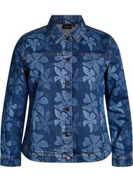 Denimjack met bloemenpatroon, Blauw