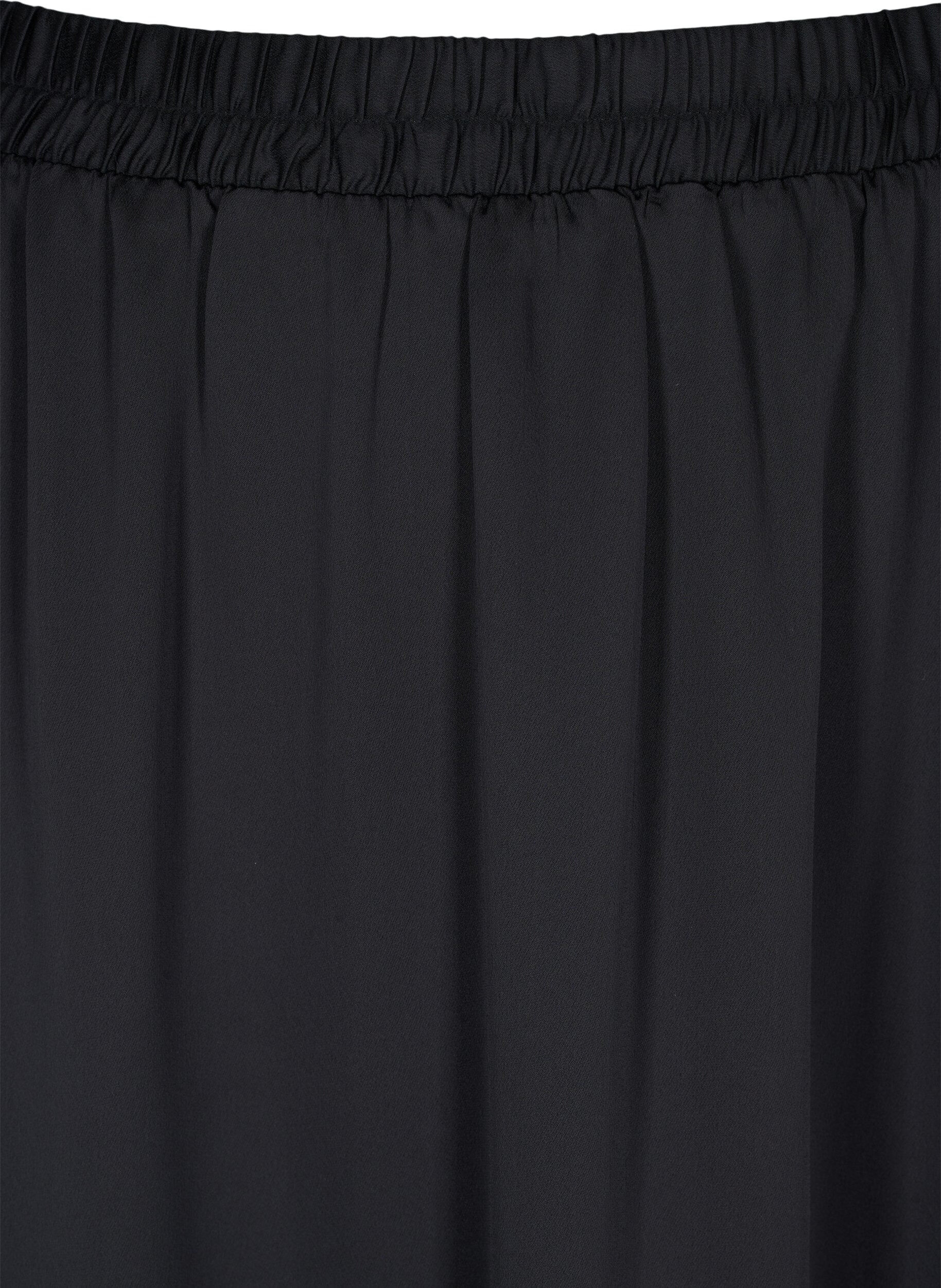 Zizzi Losjes vallende midi rok, Black, Packshot image number 2