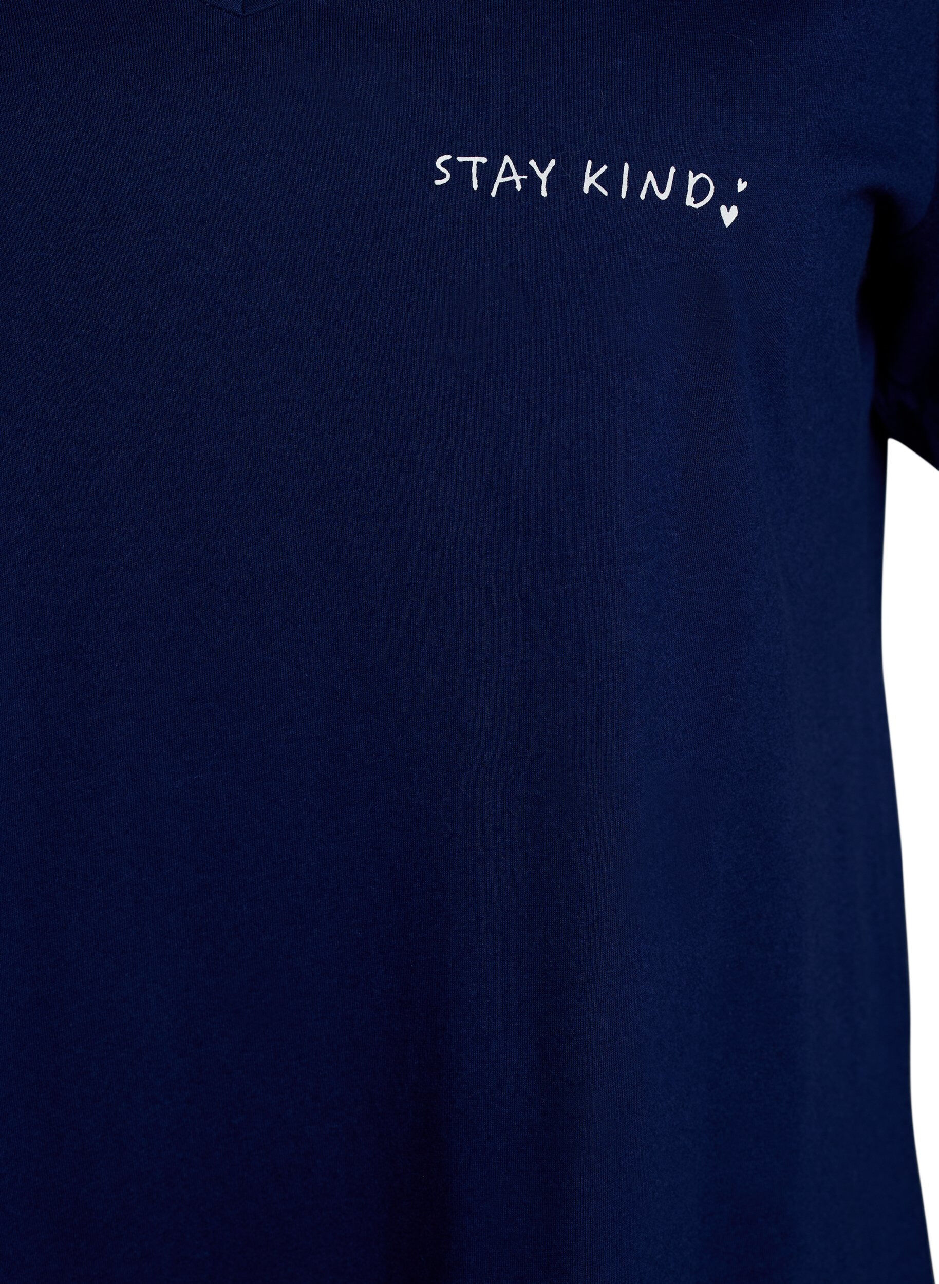 ZizziOrganische katoenen nachtjapon met V-hals, Blauw, Packshot image number 2