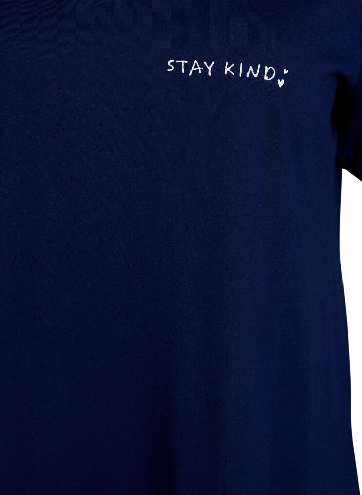 Organische katoenen nachtjapon met V-hals, Blauw, Packshot image number 2