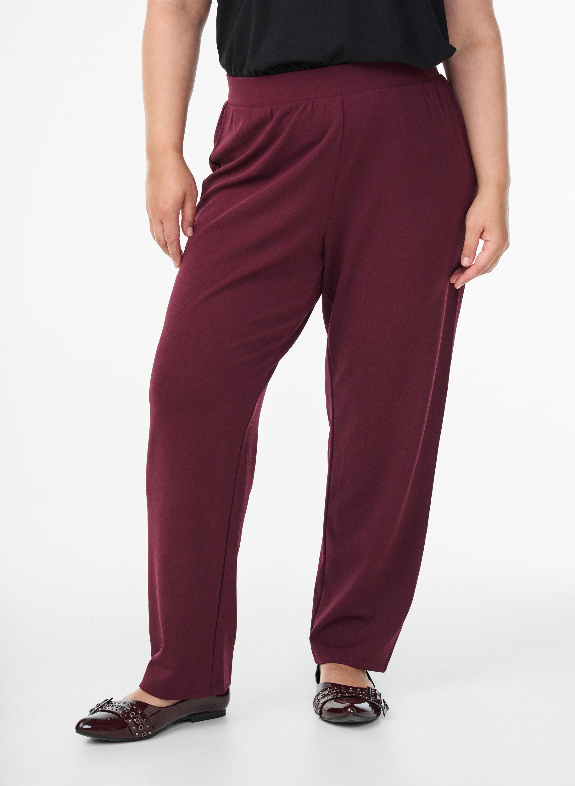 Zizzi Broek met rechte pasvorm, Rood, Model image number 2