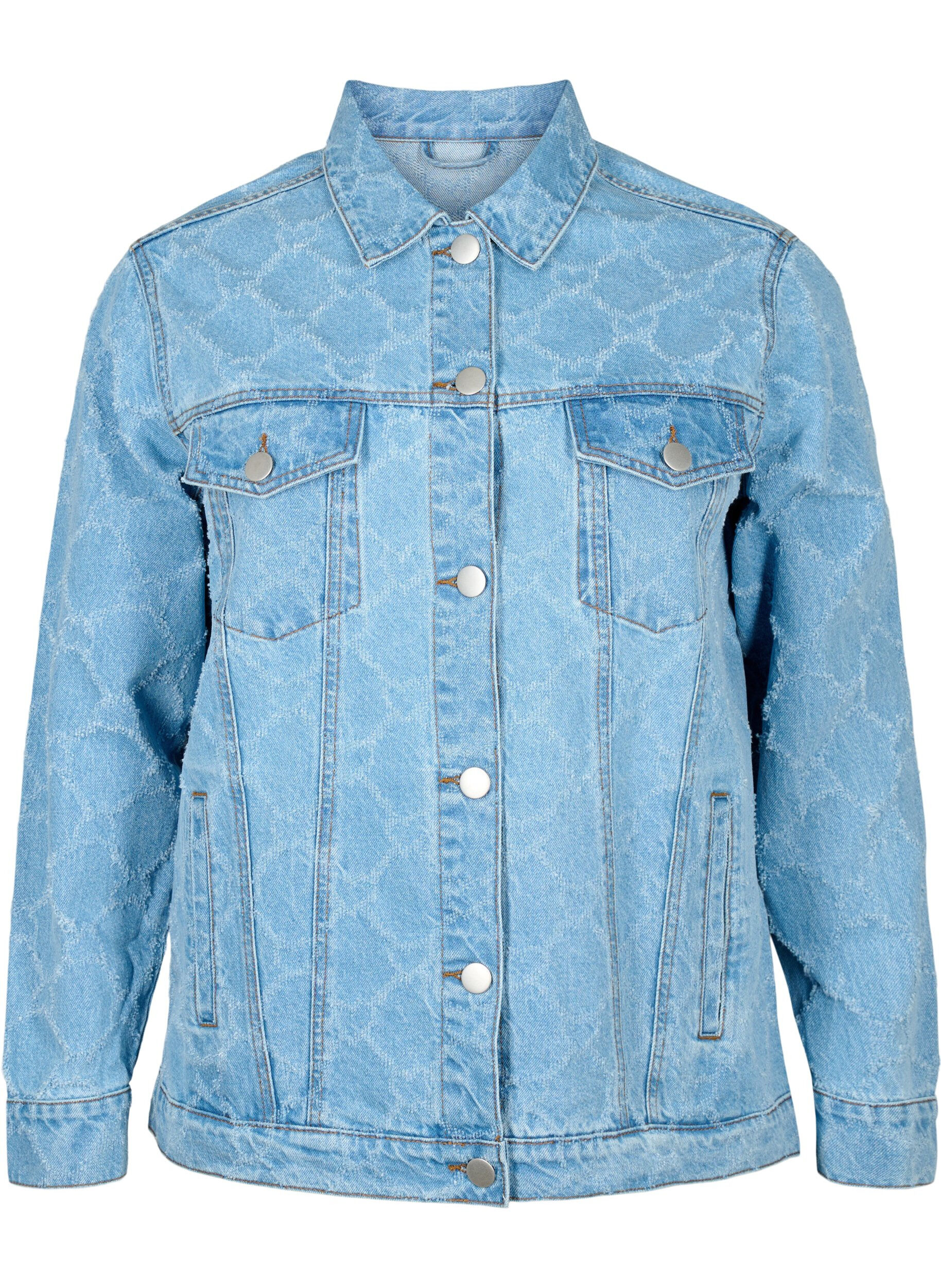 Zizzi Spijkerjasje met destroy patroon, Blue denim, Packshot image number 0