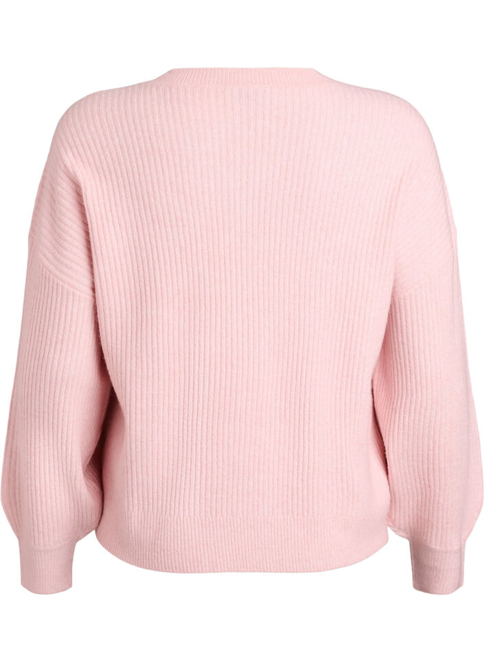 Vest van ribtricot met knopen, Roze, Packshot image number 1