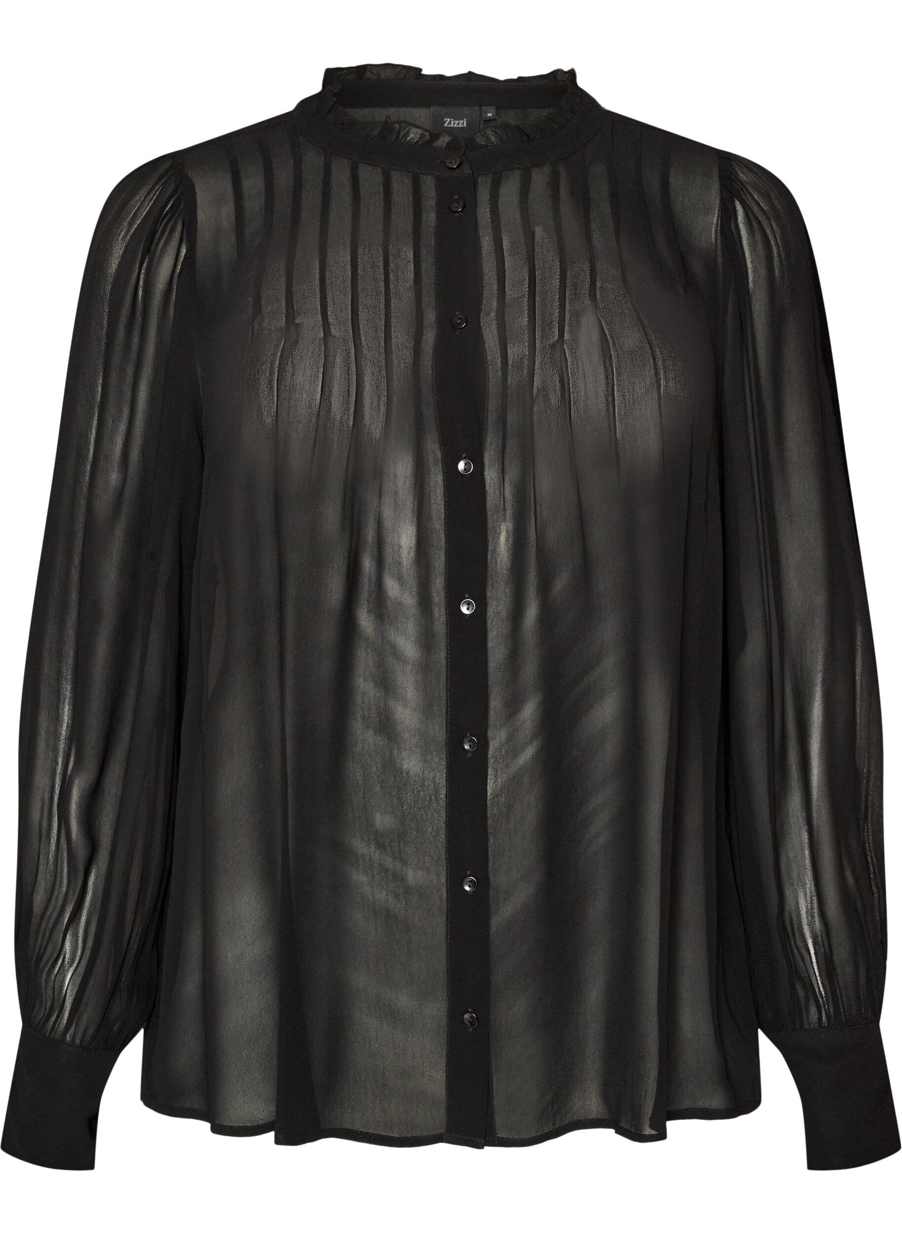 Viscose blouse met een ruchekraag
