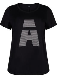 Sport-T-shirt met print, Black w. stripe A