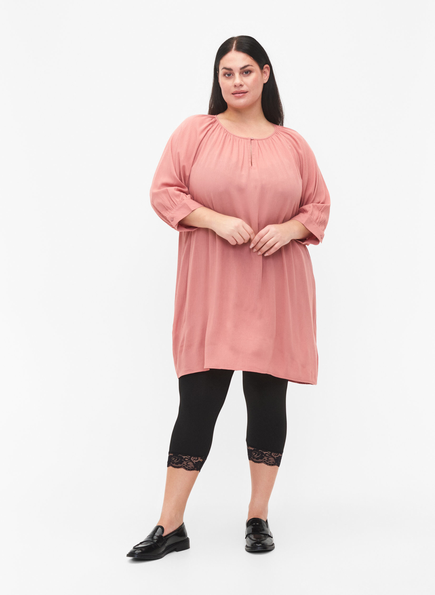 Zizzi Tuniek van viscose met 3/4-mouwen, Roze, Model image number 1