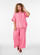 Gestreepte viscose shirt met korte mouwen, Roze, Model image number 1