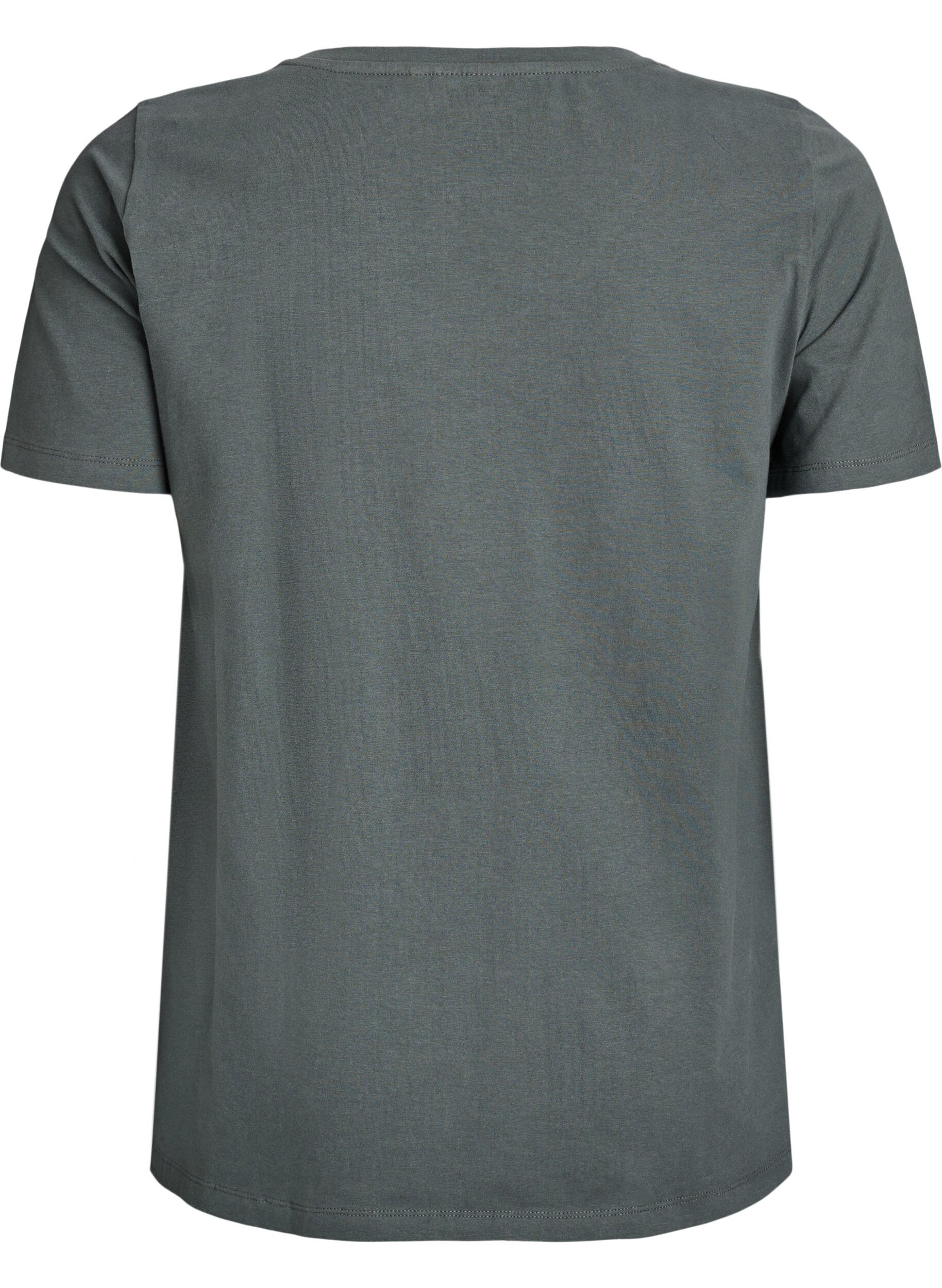 Zizzi Effen basic katoenen T-shirt, Groen, Packshot image number 1