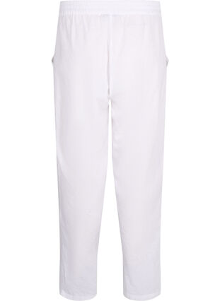 Effen katoenen broek met linnen, Bright White, Packshot image number 1