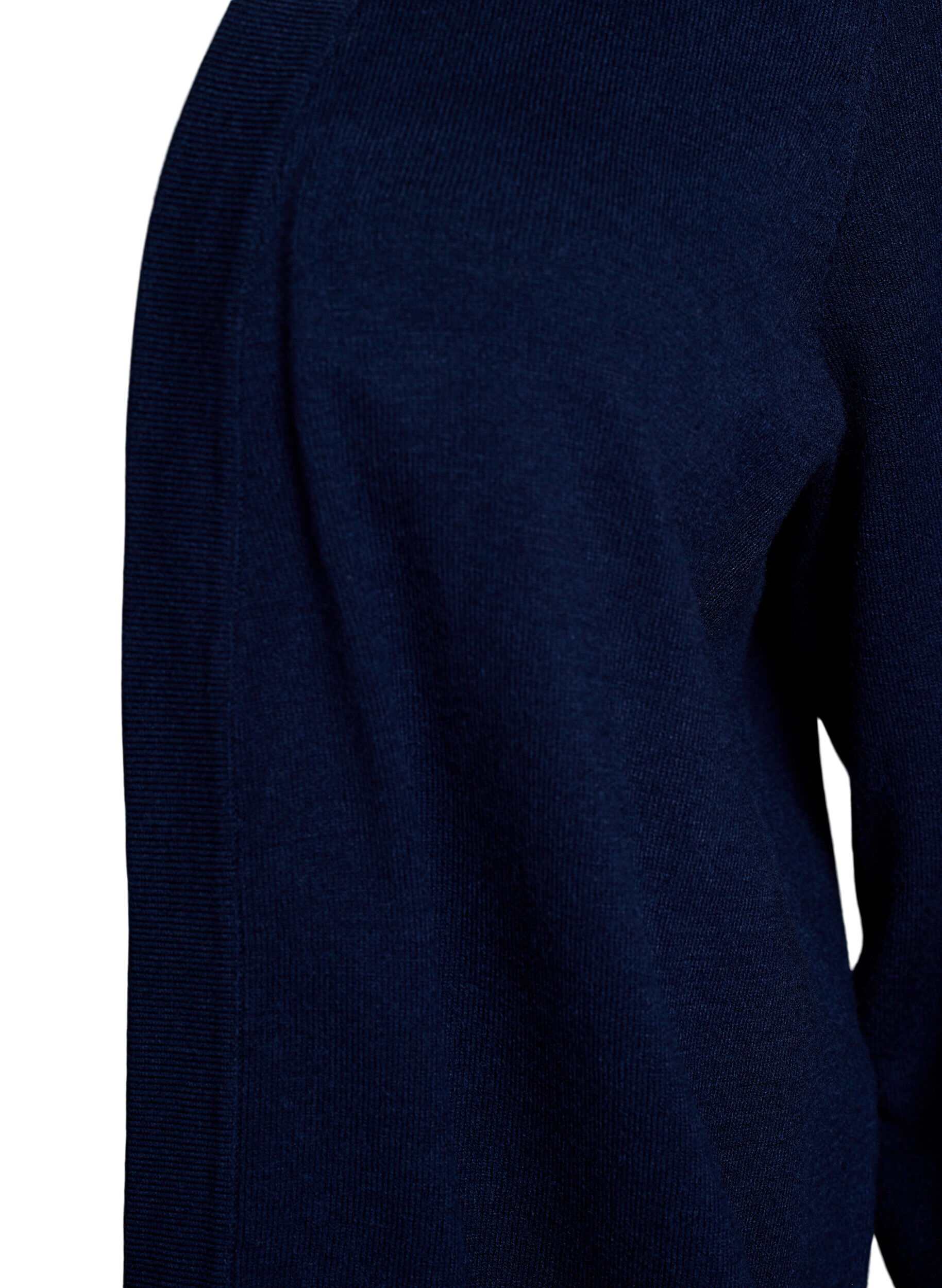Zizzi Lange open knit vest met zakken, Blauw, Packshot image number 2