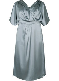 Maxi jurk met wikkel en korte mouwen, Silver Blue