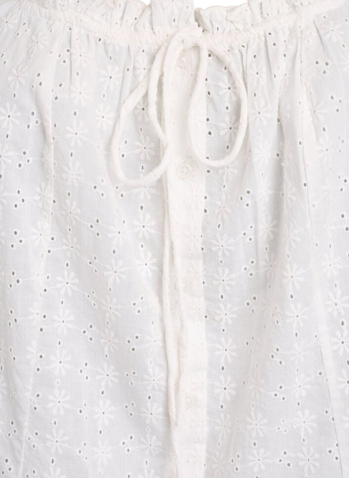 Mouwloze blouse met broderie anglaise en ruches, Vanille, Packshot image number 2