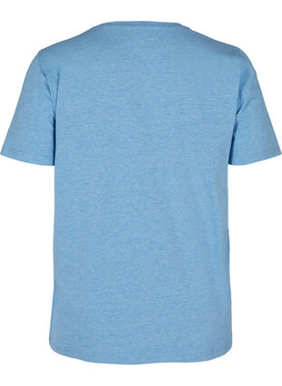 Pyjama-shirt met korte mouwen en print, Blue Yonder Mélange, Packshot image number 1