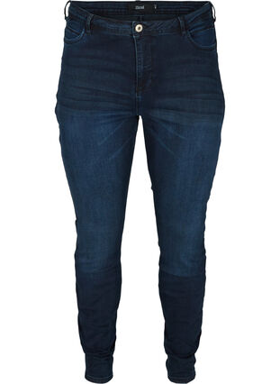 Super slim Amy jeans met hoge taille, Dark blue denim, Packshot image number 0