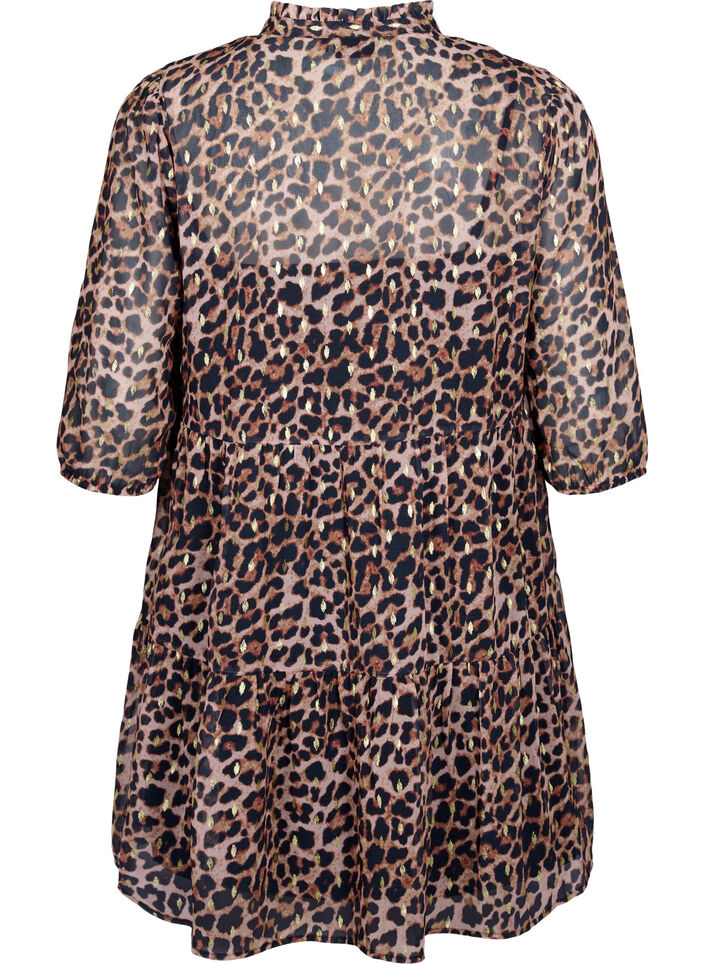 Tuniek met bloemenprint en lurex, Leopard AOP, Packshot image number 1