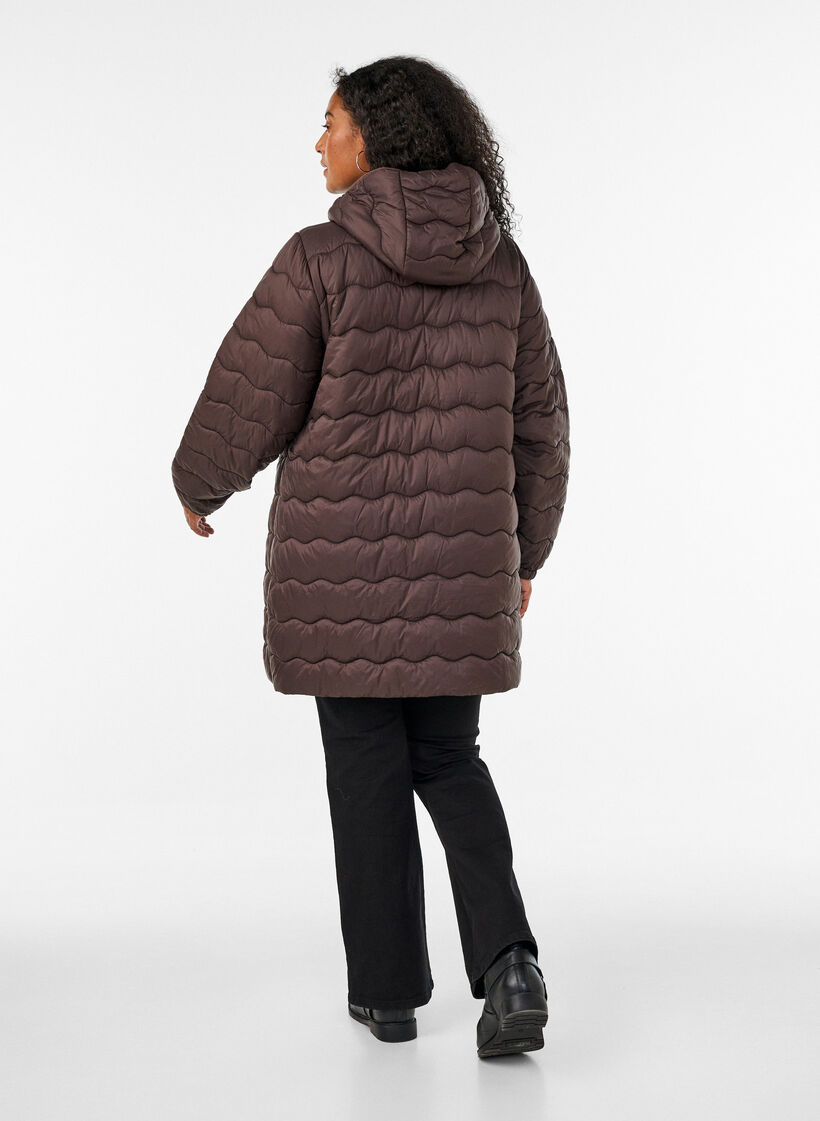 Gewatteerde jas, Bruin, Model image number 2