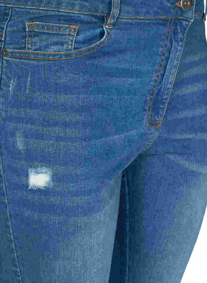 Denim shorts met zakken en ruwe rant, Blue denim, Packshot image number 2