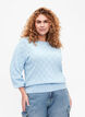 Pullover met gatenpatroon en boothals	, Blue Bell, Model image number 0