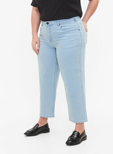 Straight jeans met enkellengte, Light blue denim, Model image number 0