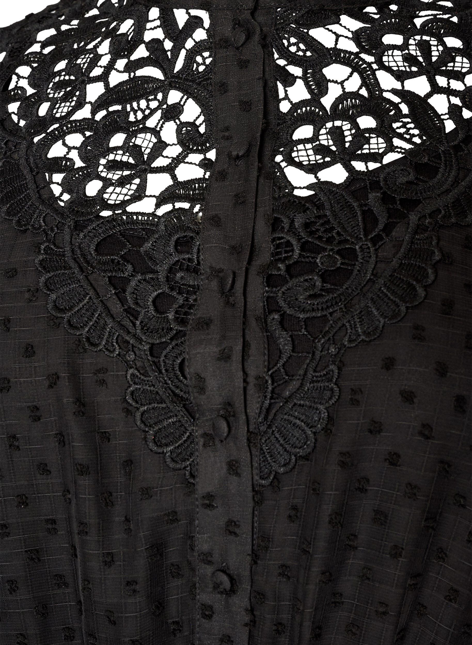 ZizziChiffonjurk met guipure kant en empire-lijn, Zwart, Packshot image number 2