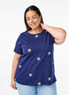 T-shirt in biologisch katoen met geborduurde motieven, Blauw, Model image number 0