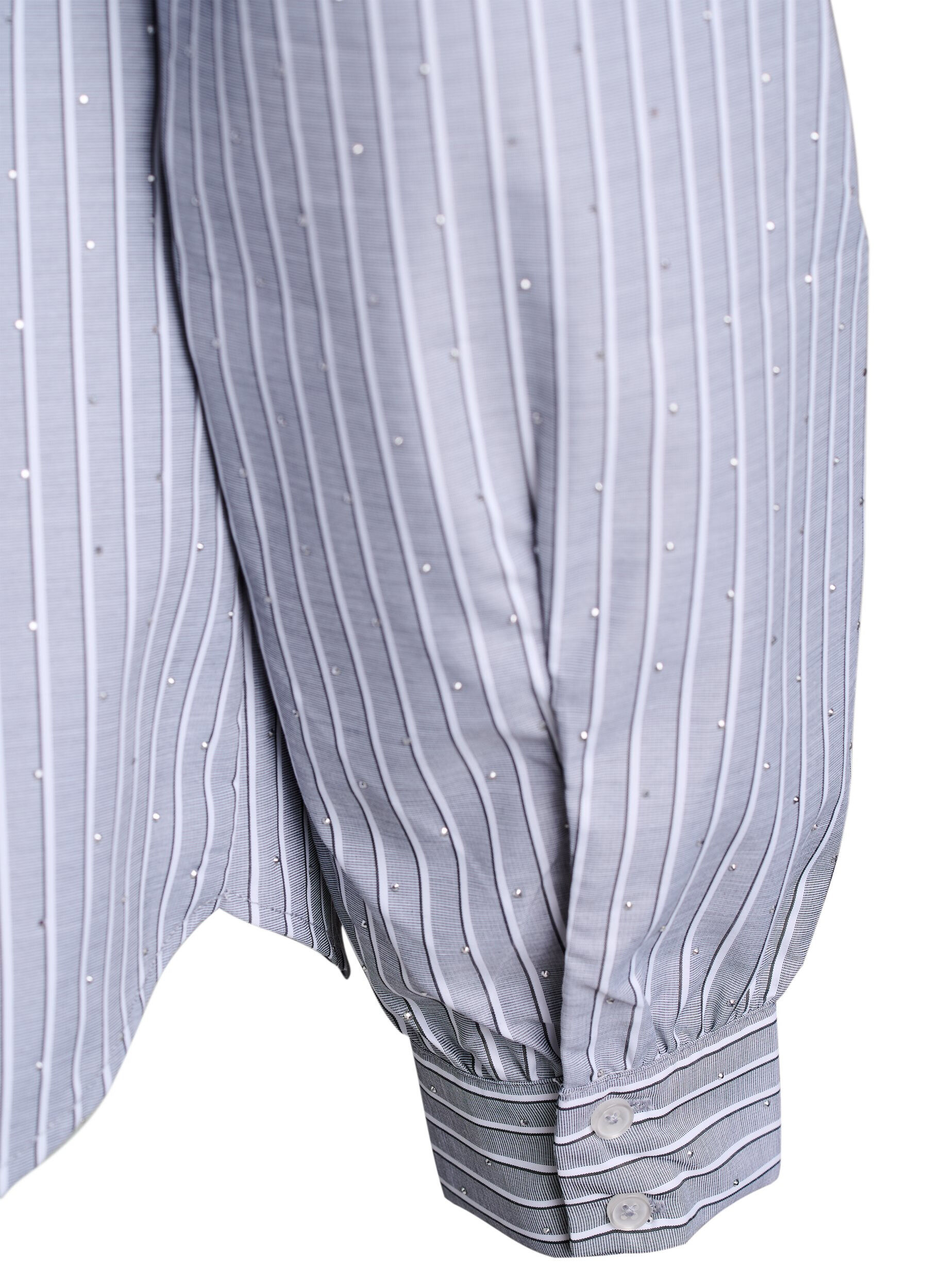 Zizzi Gestreept shirt met studs, Zwart, Packshot image number 3