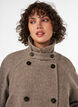 Lange wollen jas met hoge kraag en dubbelzijdig knoopontwerp, Bruin, Model image number 3