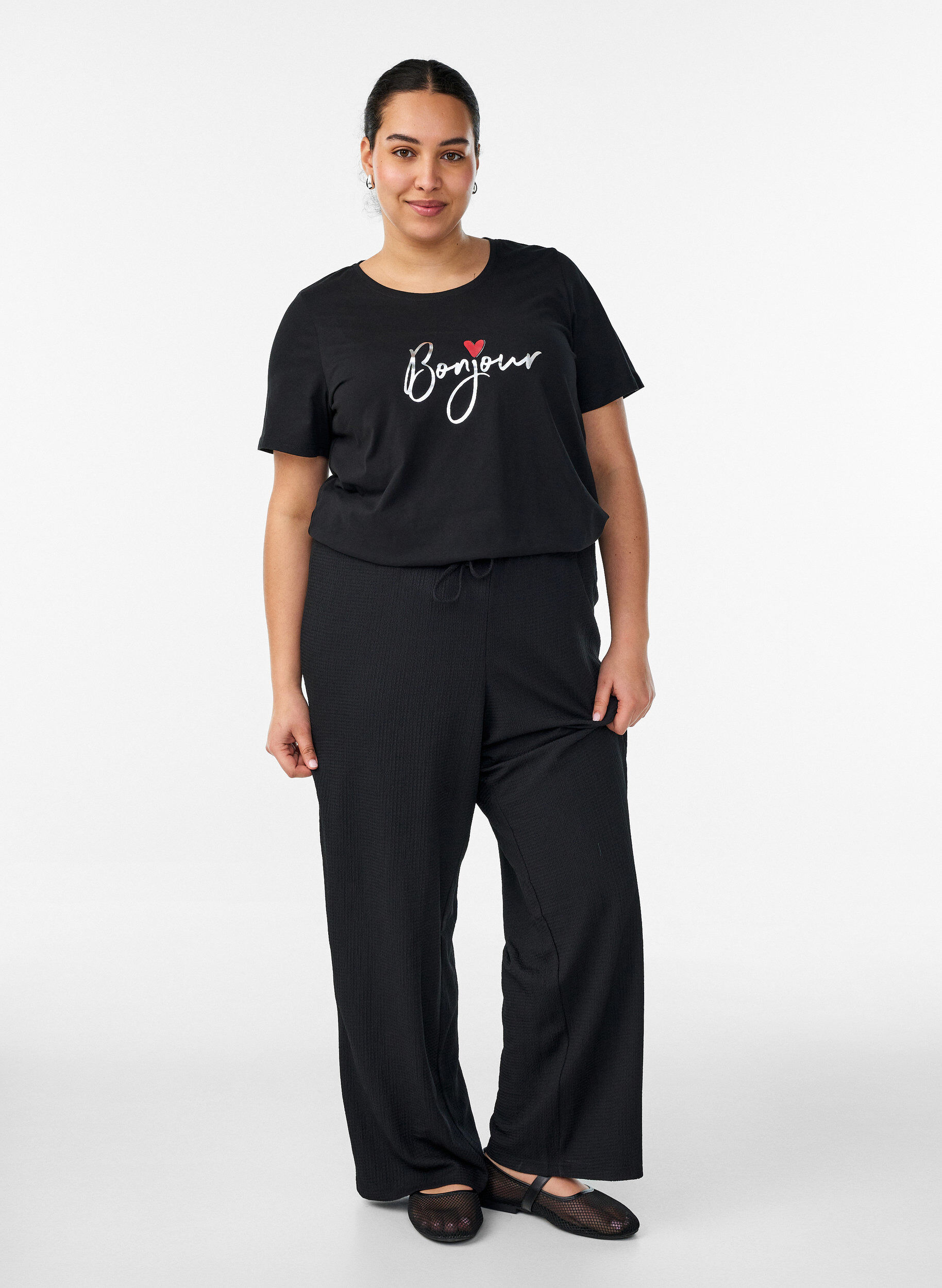 ZizziT-shirt met motief, Zwart, Model image number 1
