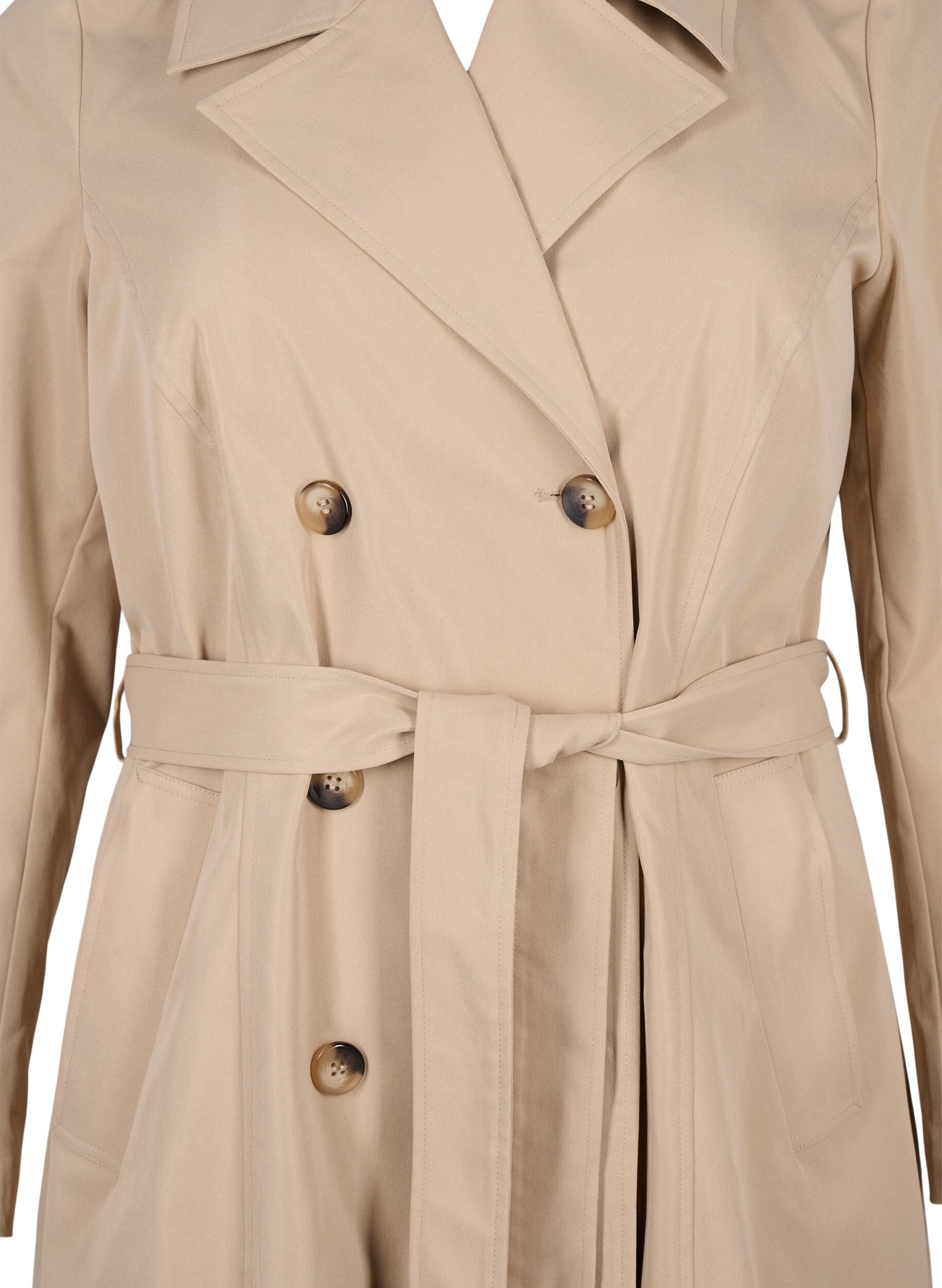 Zizzi Trenchcoat met zakken en riem, Nomad, Packshot image number 2