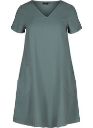 Katoenen jurk met korte mouwen, Balsam Green