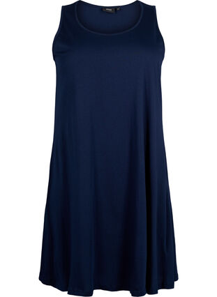 Mouwloze katoenen jurk met a-vorm, Navy Blazer solid, Packshot image number 0