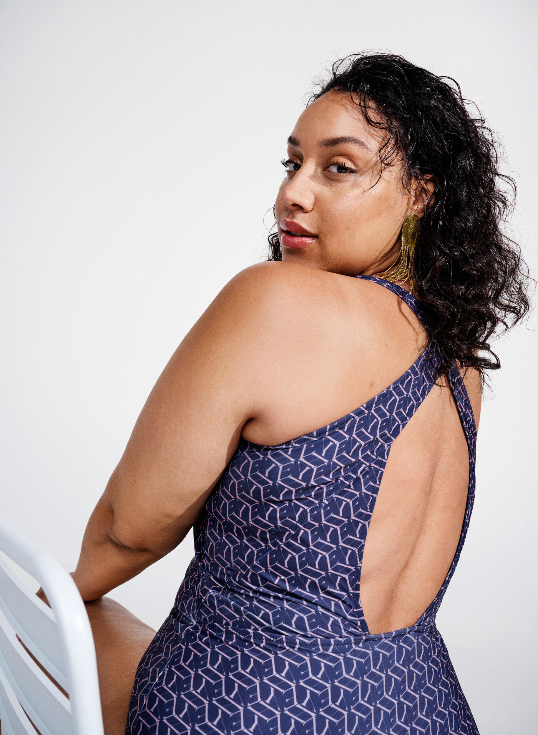 Zizzi Badpak met print en gekruiste rug, Text Print, Image image number 1