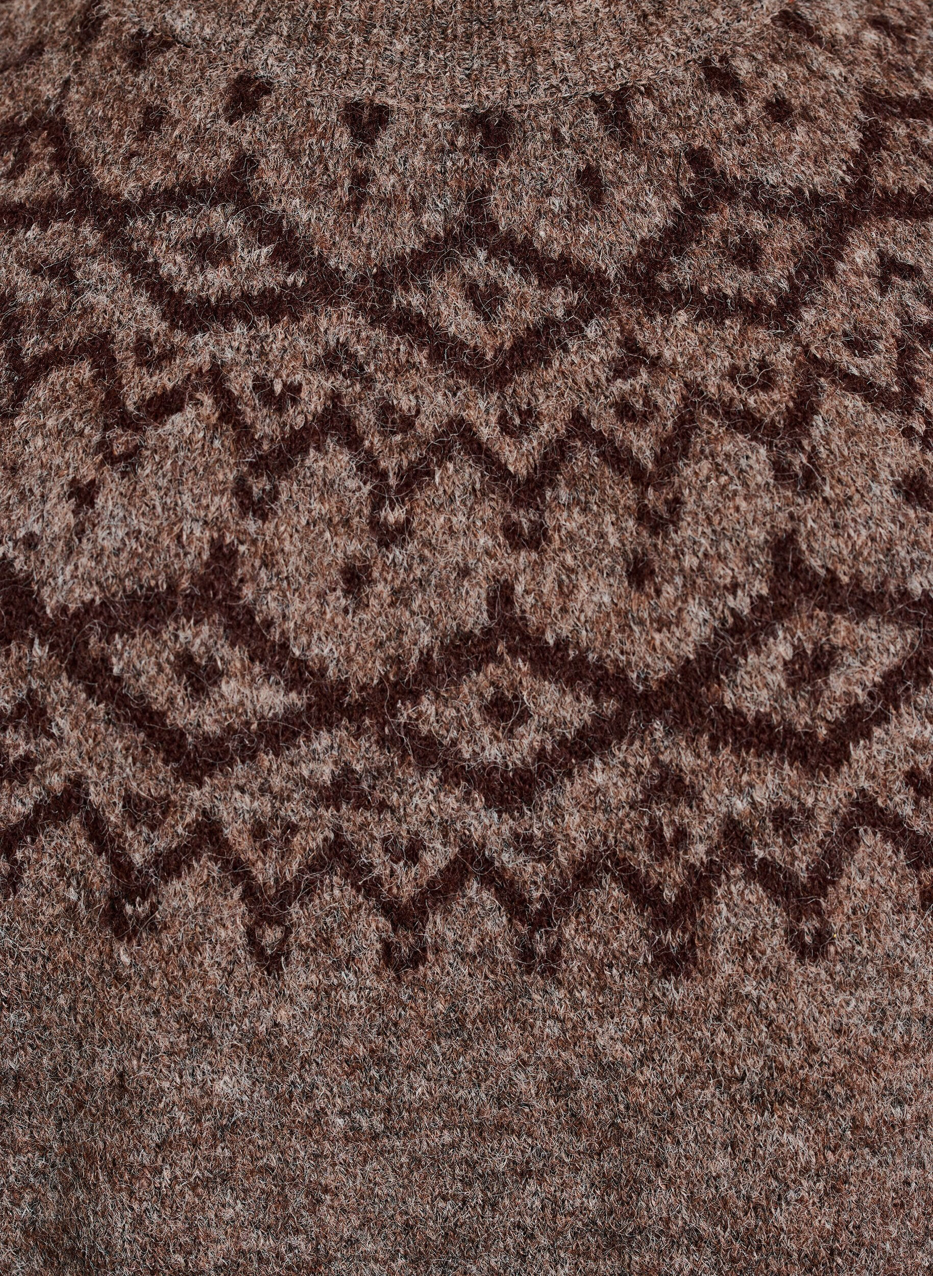 ZizziGebreide jurk met jacquardpatroon, Bruin, Packshot image number 2