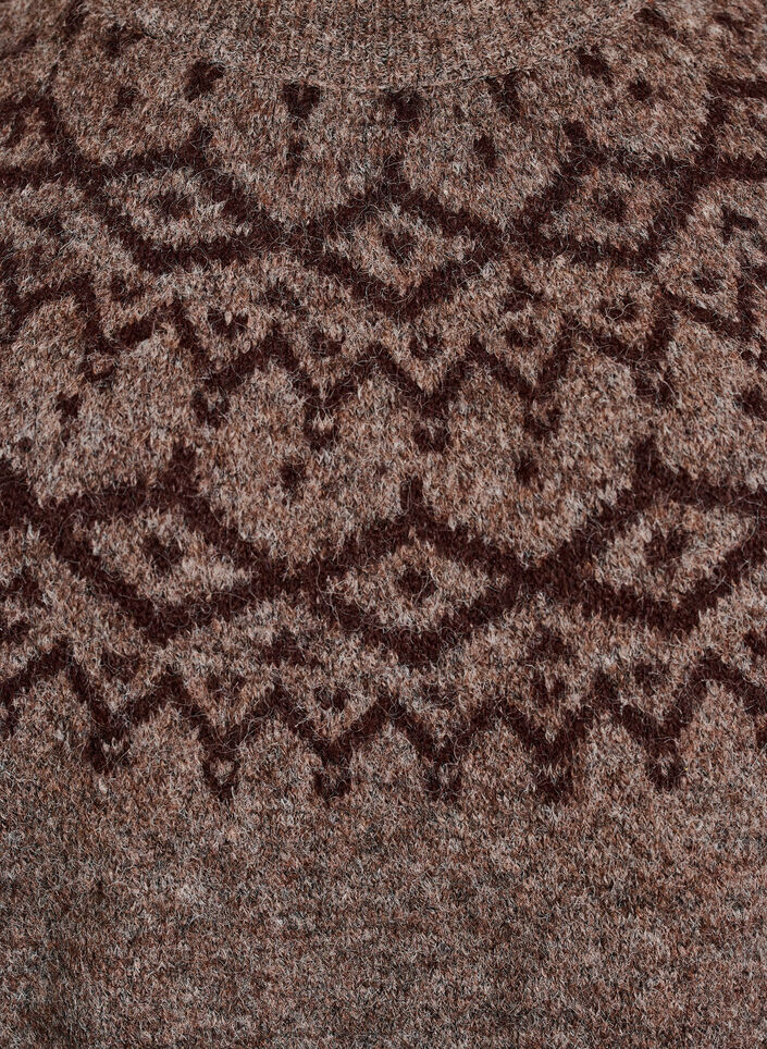 Gebreide jurk met jacquardpatroon, Bruin, Packshot image number 2