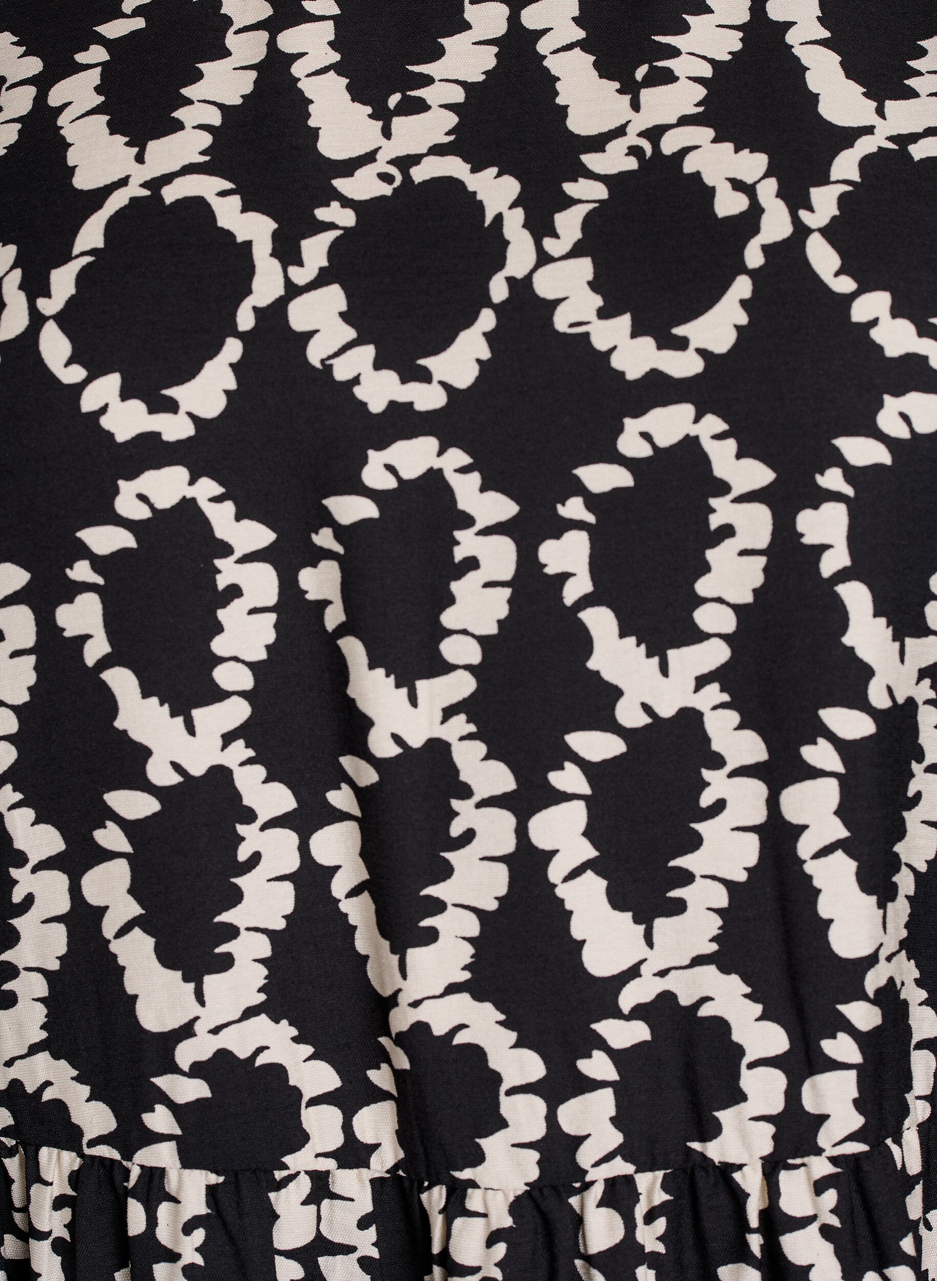 Zizzi Jurk met lange mouwen, print en strikjes, Zwart, Packshot image number 2