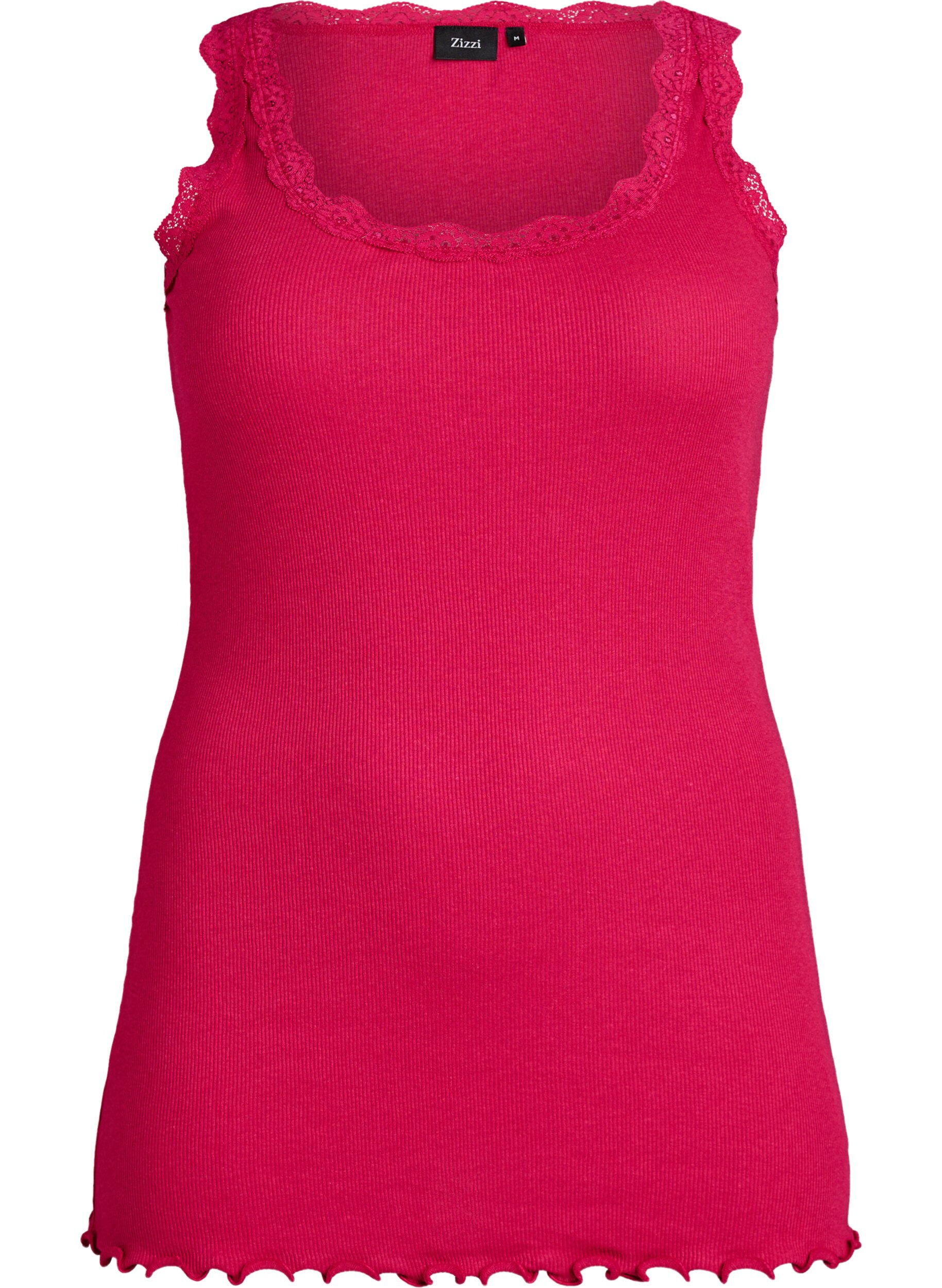 ZizziTop met kant, Roze, Packshot image number 0