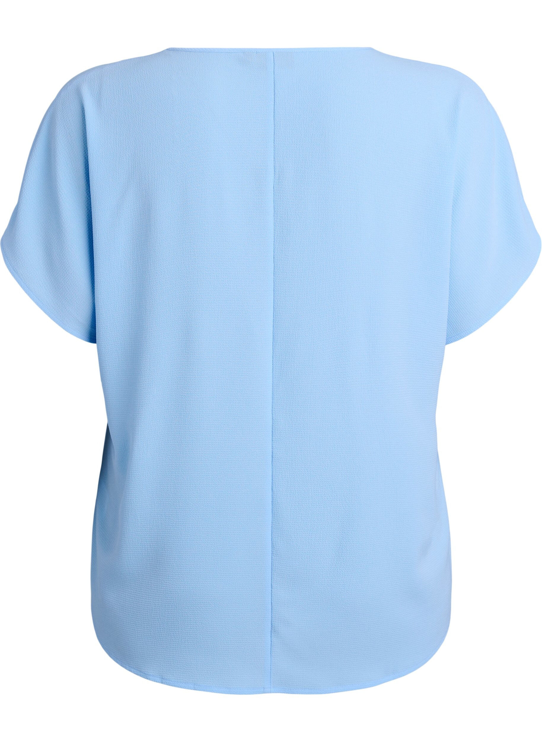 ZizziBlouse met korte mouwen en een ronde halslijn, Blauw, Packshot image number 1