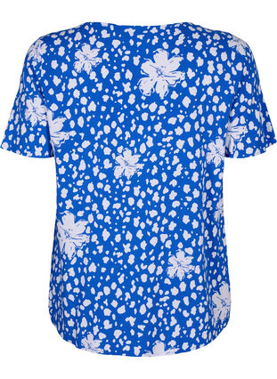 FLASH - Viscose blouse met korte mouwen en print, Nautical Bl.Wh.AOP, Packshot image number 1